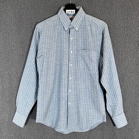 Naked & Famous All Over Print Geometric Button Down Shirt - Men's Size S - Blue - Picture 2 of 9